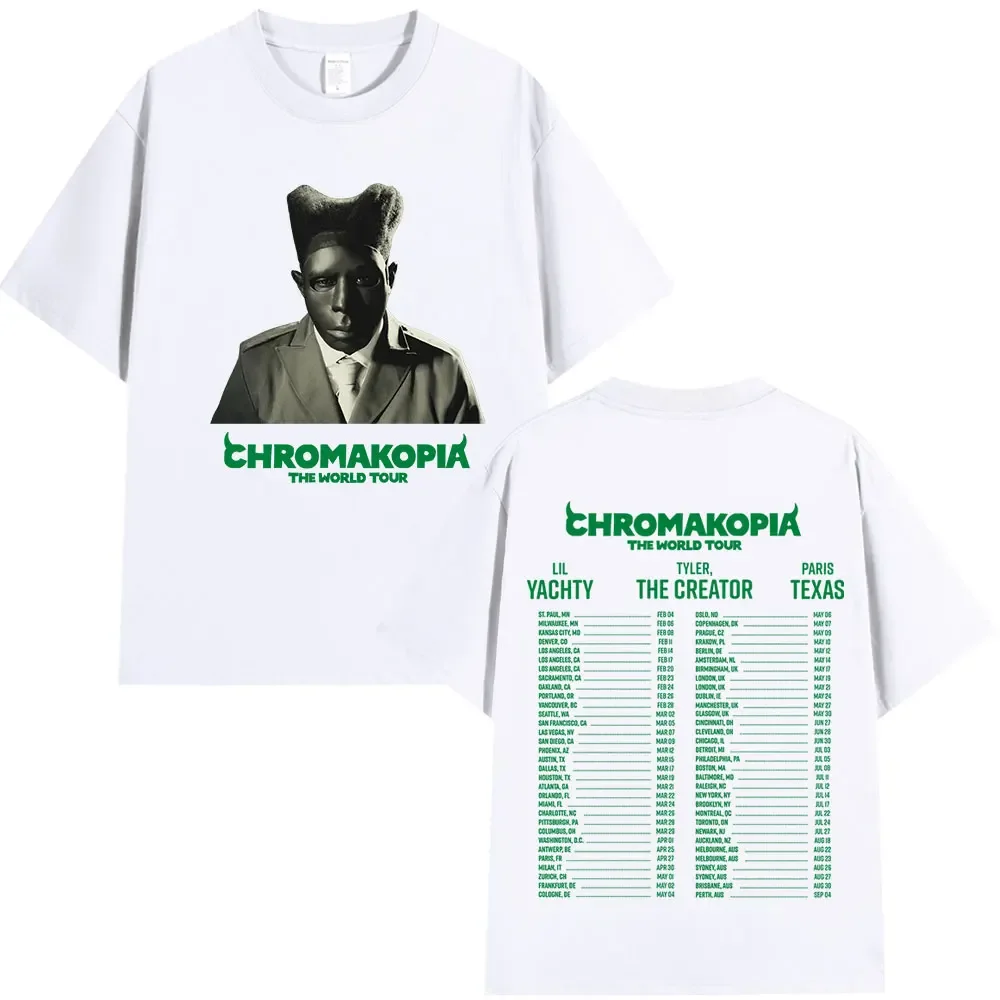 Tyler The Creator Chromakopia World Tour T-shirt for Men and Women Pure Cotton Printed Short Sleeve Loose T-shirt Trend