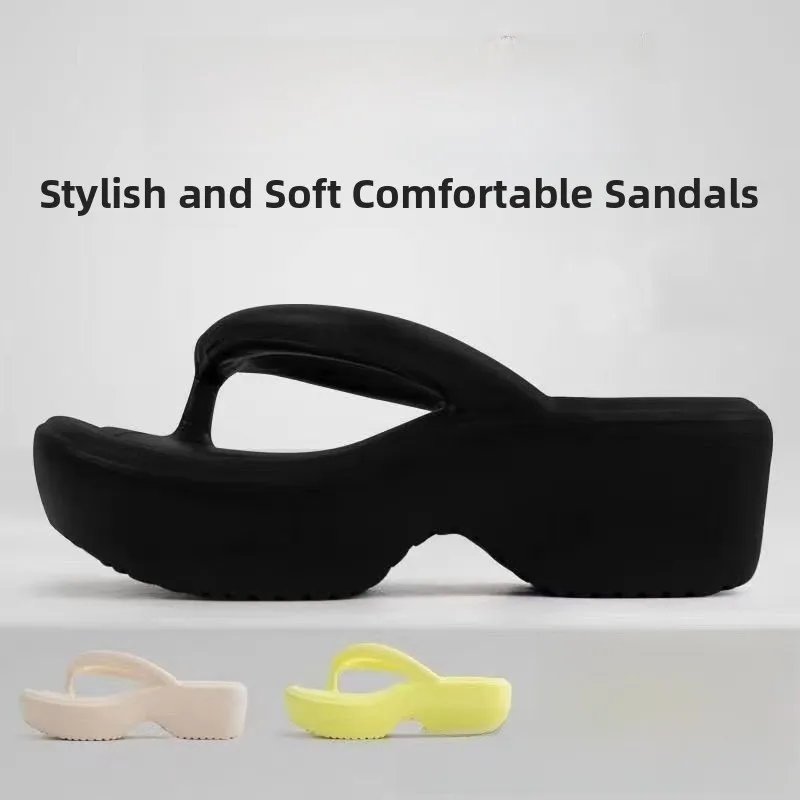 

EVA Thick Heel Ladies Sandals Summer Outdoor Wear Increased Height Slip-On Clogs Comfortable Soft Lightweight Breathable