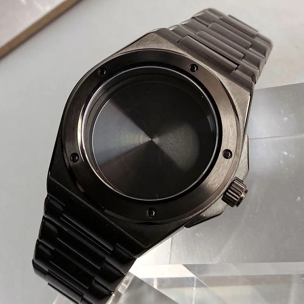 Black NH35A Ingenieur Watch Case PVD 40mm for NH34 NH36 NH38 NH70/71/72 4R35/36 for Automatic Men Watch 200m Waterproof Sapphire