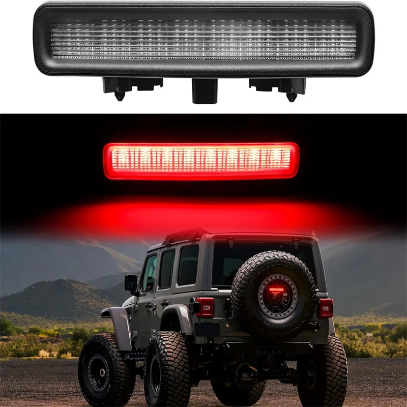 New LED 3Rd Brake Light For  Wrangler JL 2018-2024 Rear High Mount Stop Light Brake Lamp Smoked Lens