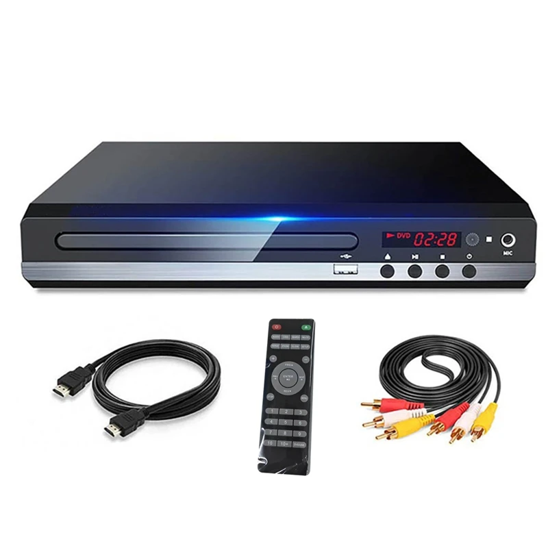 DVD Player 1080P HD Home DVD Player Box For TV All Region Free DVD CD-Disk Player AV-Output EVD Player--EU Plug Durable