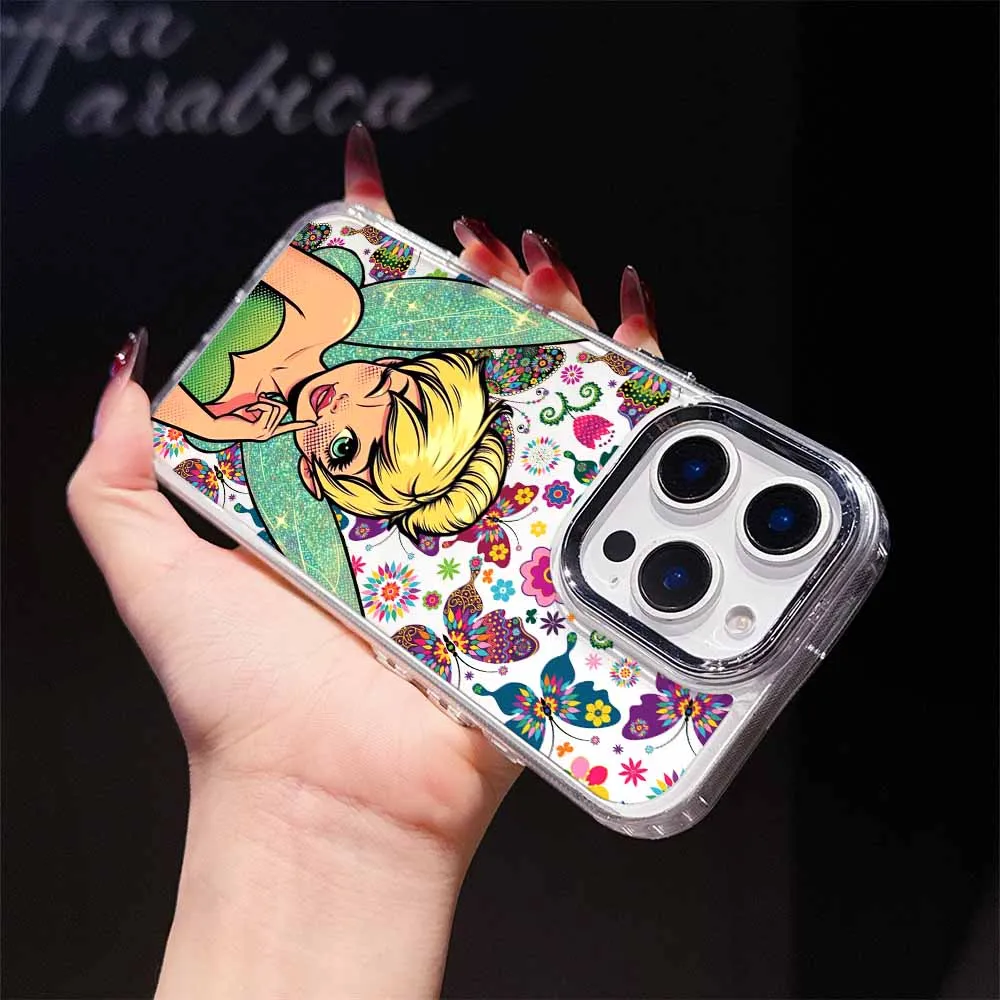 ديزني تينكر بيل جراب هاتف لابل آيفون 17 AIR 16E 15 14 13 12 11 برو ماكس زائد غطاء ناعم شفاف فوندا سيليكون كابا