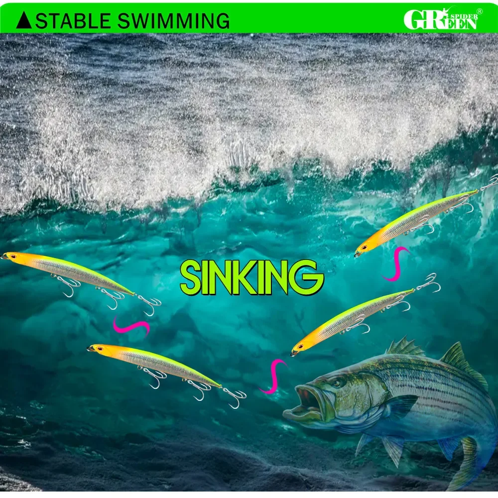 GREENSPIDER Neue Köder Bleistift Angeln Lockt Sinking 175mm/50g Köder SeaBass Barsch Lange Casting Künstliche Harten köder – Detail 6
