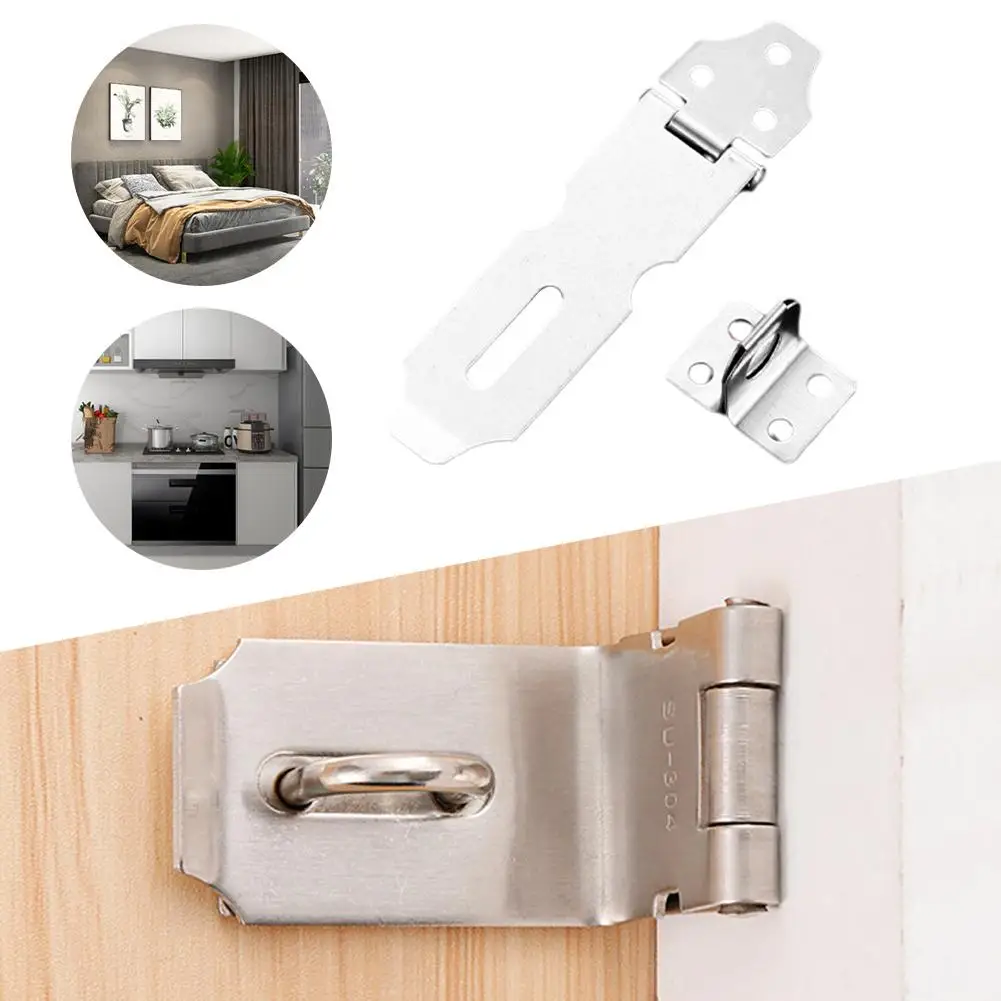 Anti Theft Hasp Staple Lock Stainless Steel Gate Door Hardware 2.5 inch Clasp Padlock Shed Tools Hasps 2 Lock 3 Latch P6Y0