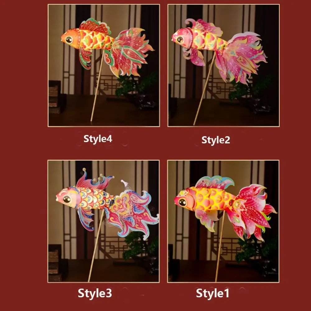 Handmade Diy Mid-Autumn Festival Lantern Blessings Good Luck Fish Lantern Luminous Chinese Traditional