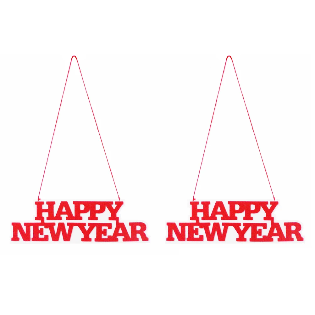

2 Pcs New Year Hanging Decorations Non Fading Red Party Supplies Nye Ball Letter Pattern Christmas Wreath Home Office