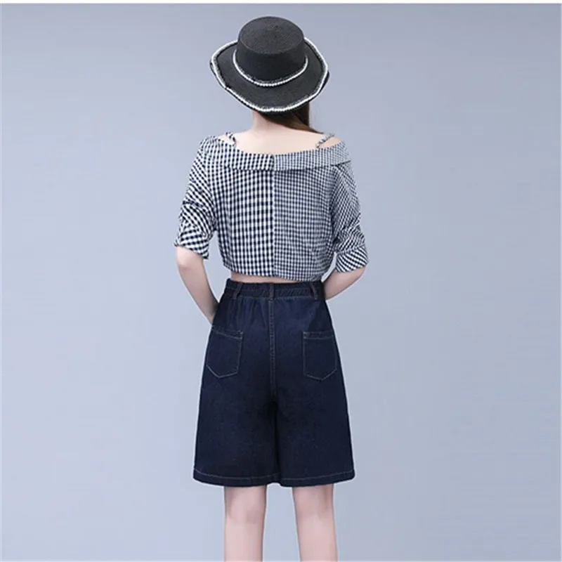 2024 Spring Summer New Fashion Short Thin Five Score Denim Skirt Female Loose Casual Wide Leg Jeans High Waist Shorts Women W471