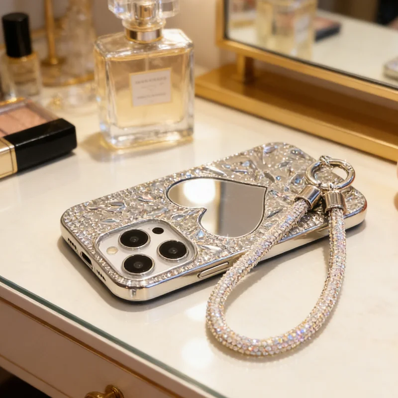 

Luxury Full Diamond Phone Lanyard With Metal Clip Anti Loss Glitter Hanging Phone Wrist Strap For iPhone 17 16 Pro Huawei Xiaomi