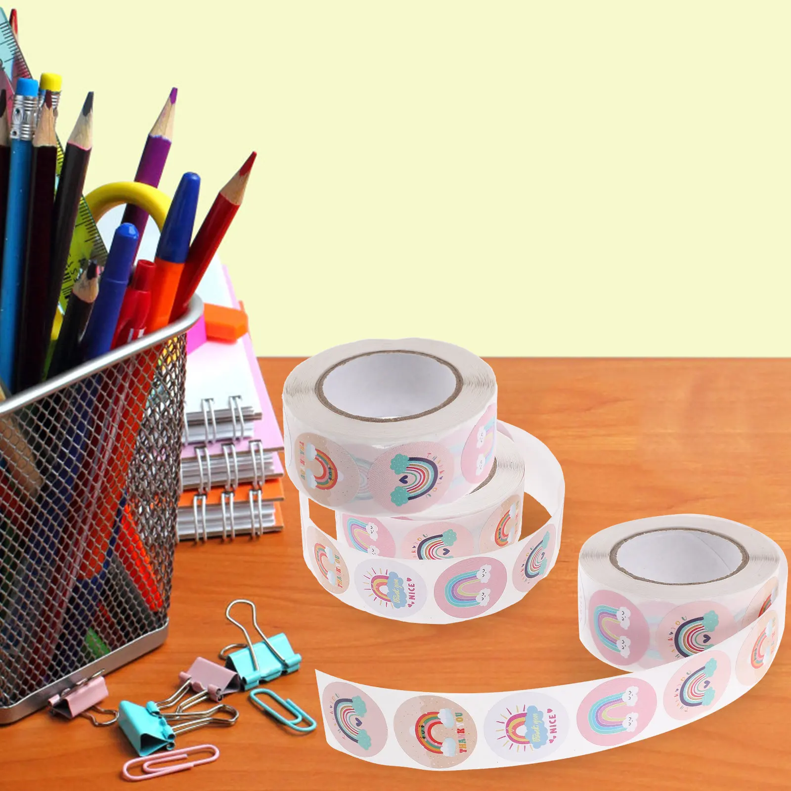 3 Rolls Decorative Round Thank You Sealing Stickers for Envelopes Small Business Packaging Baking Workshops Party Favors Gift - view 2