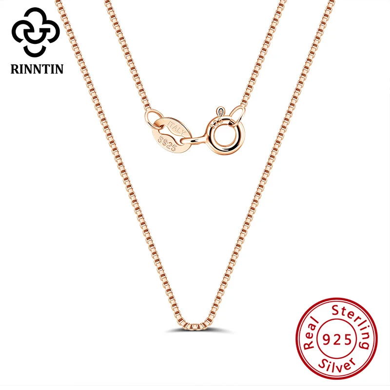 Rinntin 0,7mm Breite 40 cm-60 CM Dünne Echt 925 Sterling Silber Slim Box Kette Halskette Frauen mädchen Kinder Schmuck Collares SC07