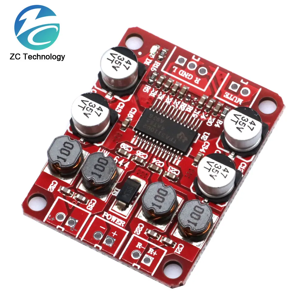 TPA3110 Digital Power Amplifier Module 2x15W Dual Channel Stereo DIY Speaker Amplifier Electronics Design PCB DC 12V Red