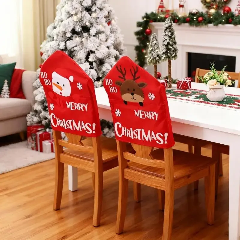 Christmas Santa Soft Chair Cover Universals Size Machine Washable for Home Office Christmas Party Decoration Y5GB 2