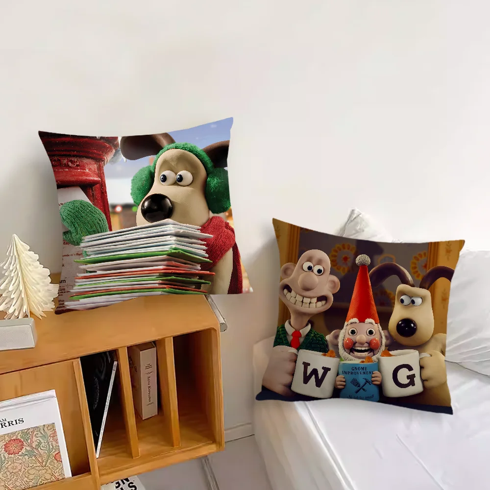 Cartoon W-Wallace-ES and G-Gromit-ES cover Living Room Headboard Office Cushion Bedroom Cushion Sofa Nap Time Pillow Case