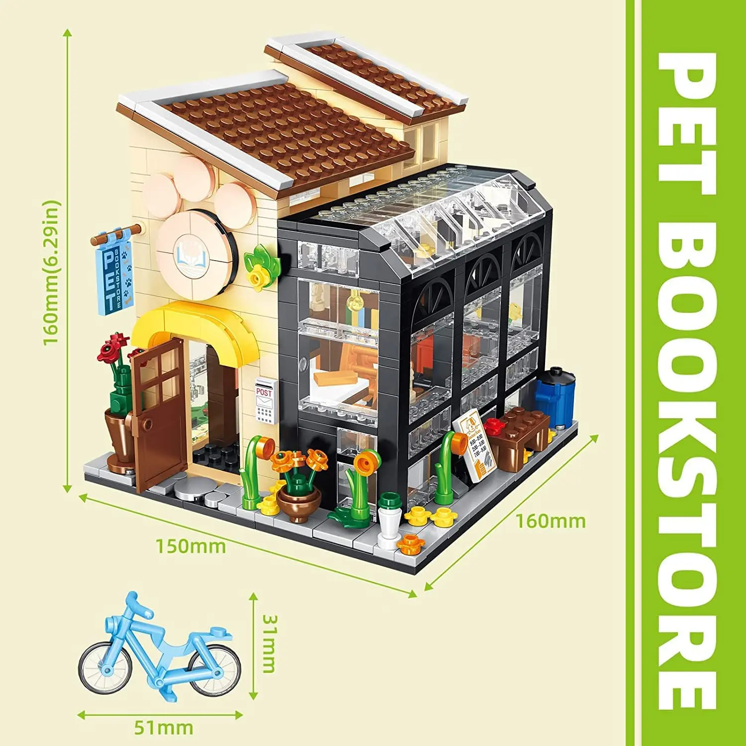 Creative Bouquet Store House Bookstore Model Building Block City Landscape Summer Tent Coffee Shop Girl Toy Children Cute Gift