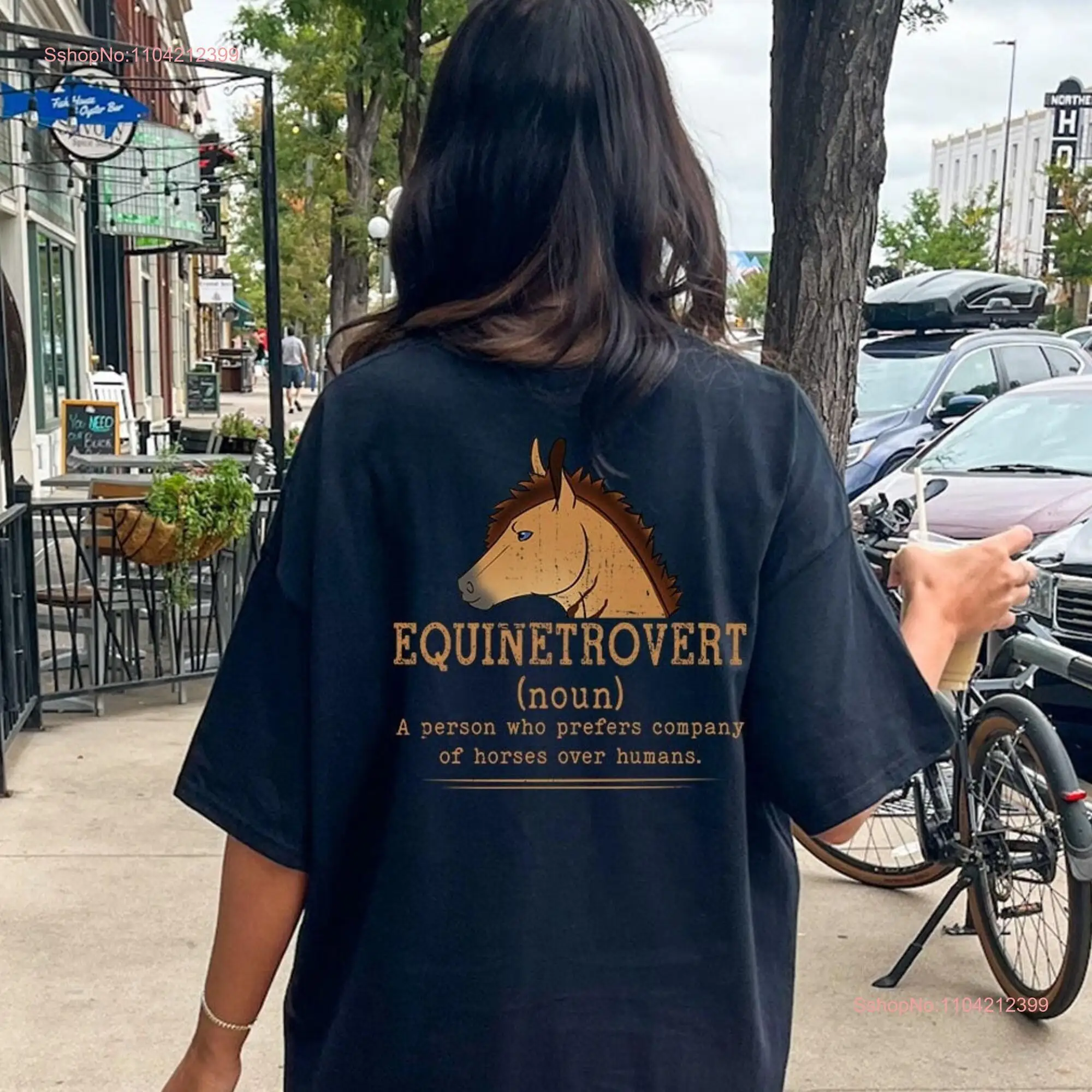 Horse Garment Dyed 1717 Back T shirt Equinetrovert Definition Lover Rider Owner Trainer  long or short sleeves