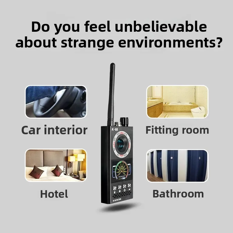 Professional Anti Spy Camera Detector K68 Bug Scanner Security Protection RF Signal Cam Hidden Gadgets Car GPS Tracker Finder