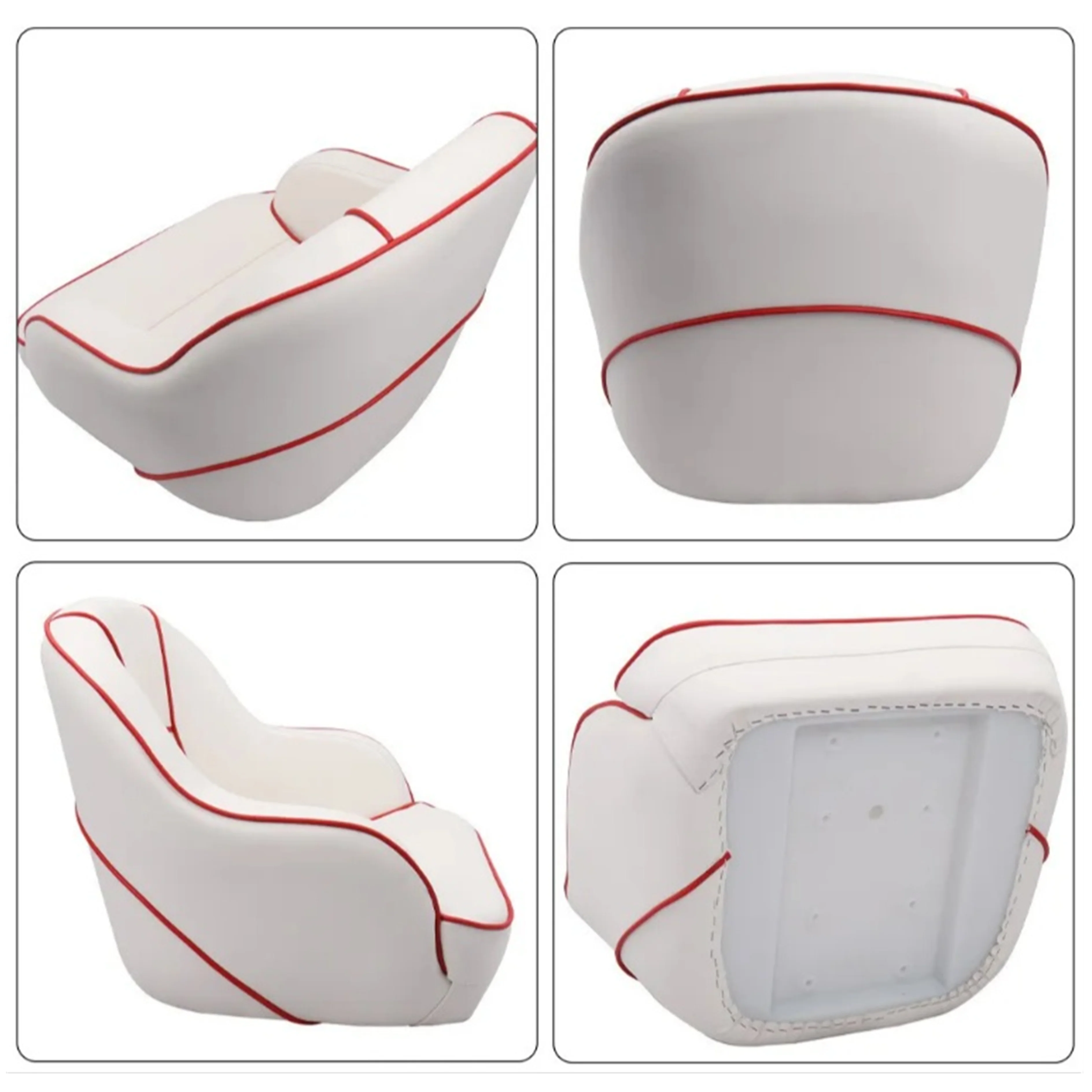 Customized Luxury Boat Seats White High-Back Soft Pack Aluminum Hinge Chair with PU for Yachts and Boats2025