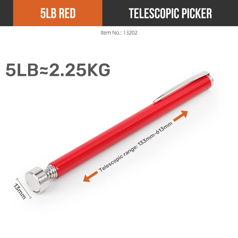 1-teiliger teleskopischer magnetischer Aufnahmestift mit einer Tragfähigkeit von 8 Pfund und einstellbarer Länge für einfaches Aufheben von Muttern und Schrauben in engen Räumen – Detail 9