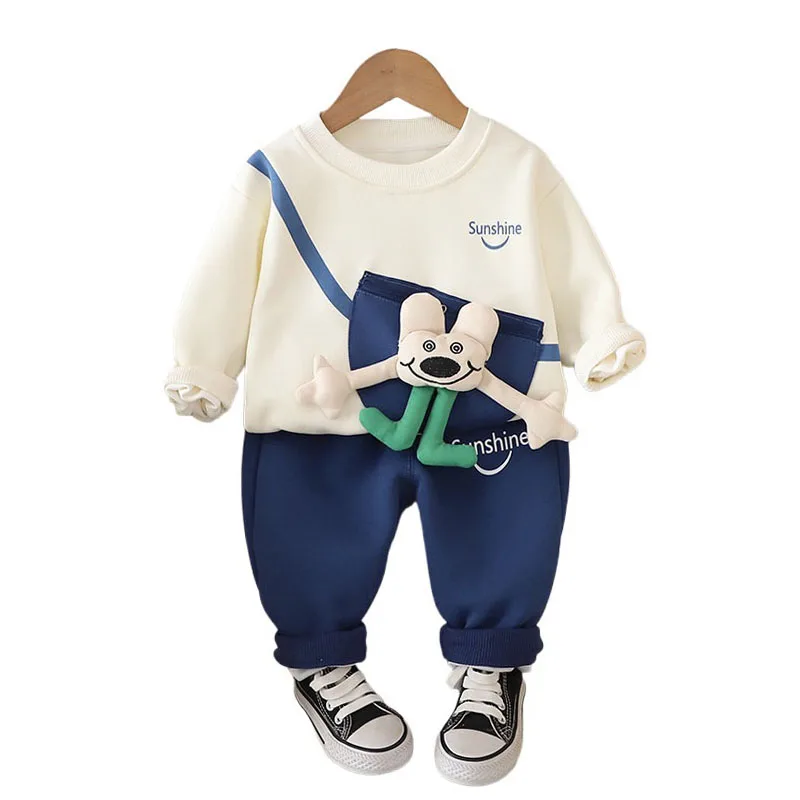 

Kids Clothes 2024 Spring Autumn Lovely Cartoon O-neck Pullover Long Sleeve Hoodies Tops and Pants Two Piece Baby Boys Outfit Set