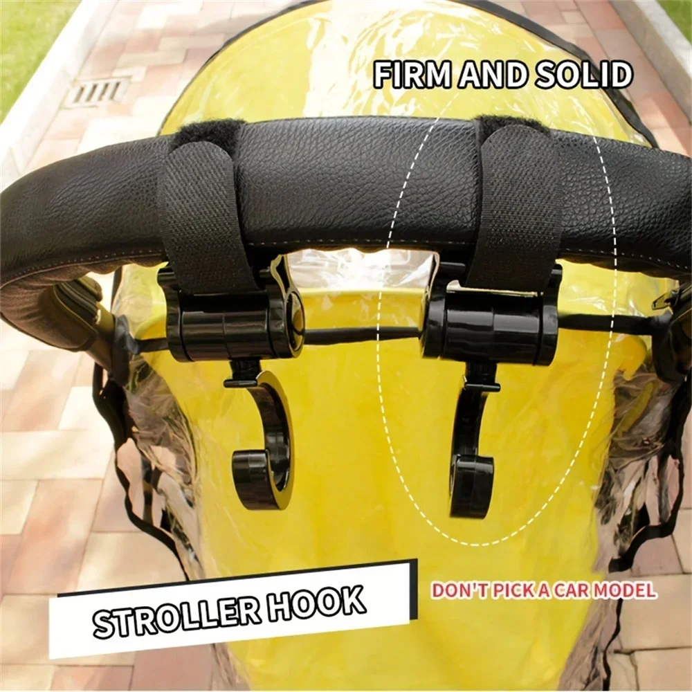 2PCS Pram Hook Baby Stroller Accessories Shopping Prop 360 Degree Rotating Hooks Stroller Hooks For Hanging Out