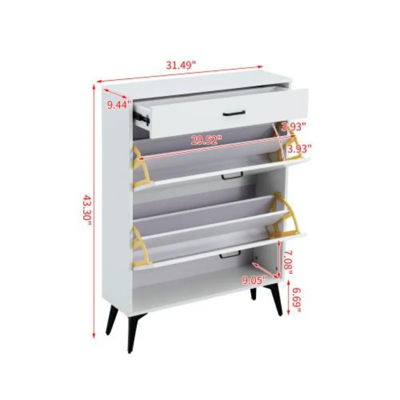 Pour l'entrée, armoire à chaussures mince avec 2 fermetures à bascule et 1 armoire de rangement à chaussures étroite, 2 niveaux, organisateur de chaussures autoportant