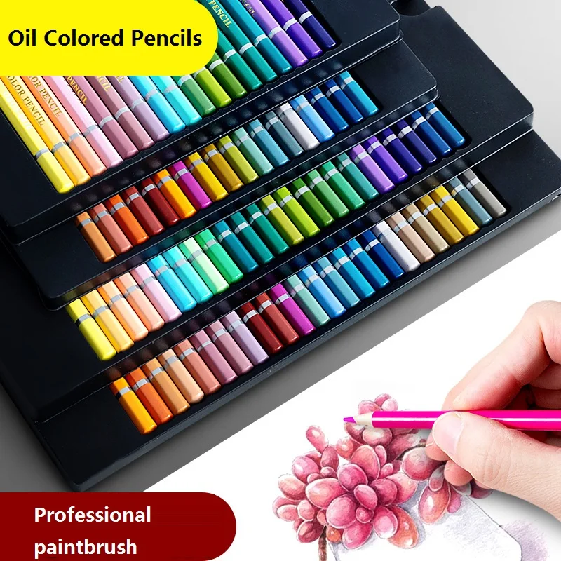 Imagem -05 - Óleo à Base de Lápis Colorido Conjunto With Pencil Sharpener Madeira Soft Core Art Papelaria para Colorir Esboçar Sombreamento 24 Pcs 36 Pcs 48 Pcs