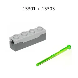 1 Pcs Buildings Blocks 15301 + 15303 Shooter Dart Weapon Parts Launcher+Bullets Brick Bulk Modular GBC Toy For High-Tech MOC Set