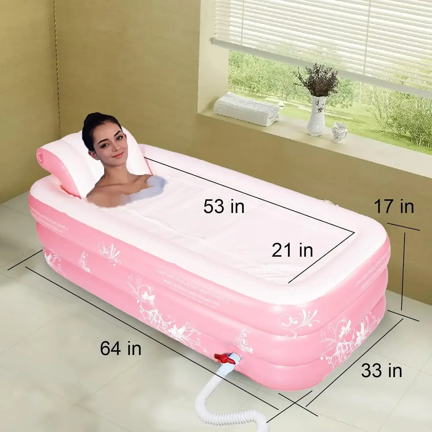 Inflatable Portable Bathtub, Inflatable Bath Tub for Adult Home Spa and Hot Bath and Ice Bath