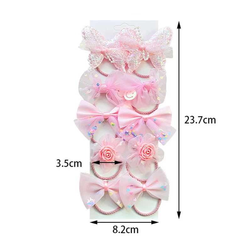 10Pcs/Set Girl Cute Flower Hair Bands Colorful Ponytail Holder Rubber Bands Children Soft Scrunchies Kids Hair Accessories