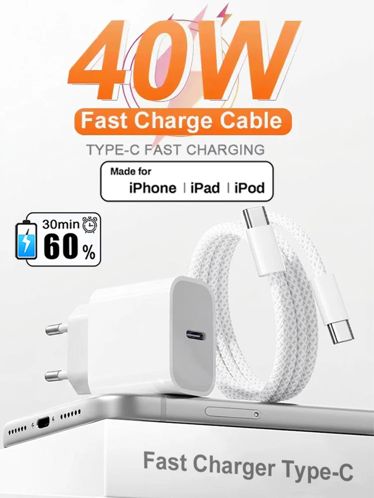Oryginalna ładowarka PD-40W typu C APPLE do iPhone'a 17 16 15 14 13 12 Pro Max Samsung Xiaomi Szybkie ładowanie USB-C kabel Lightning — zdjęcie produktu 7
