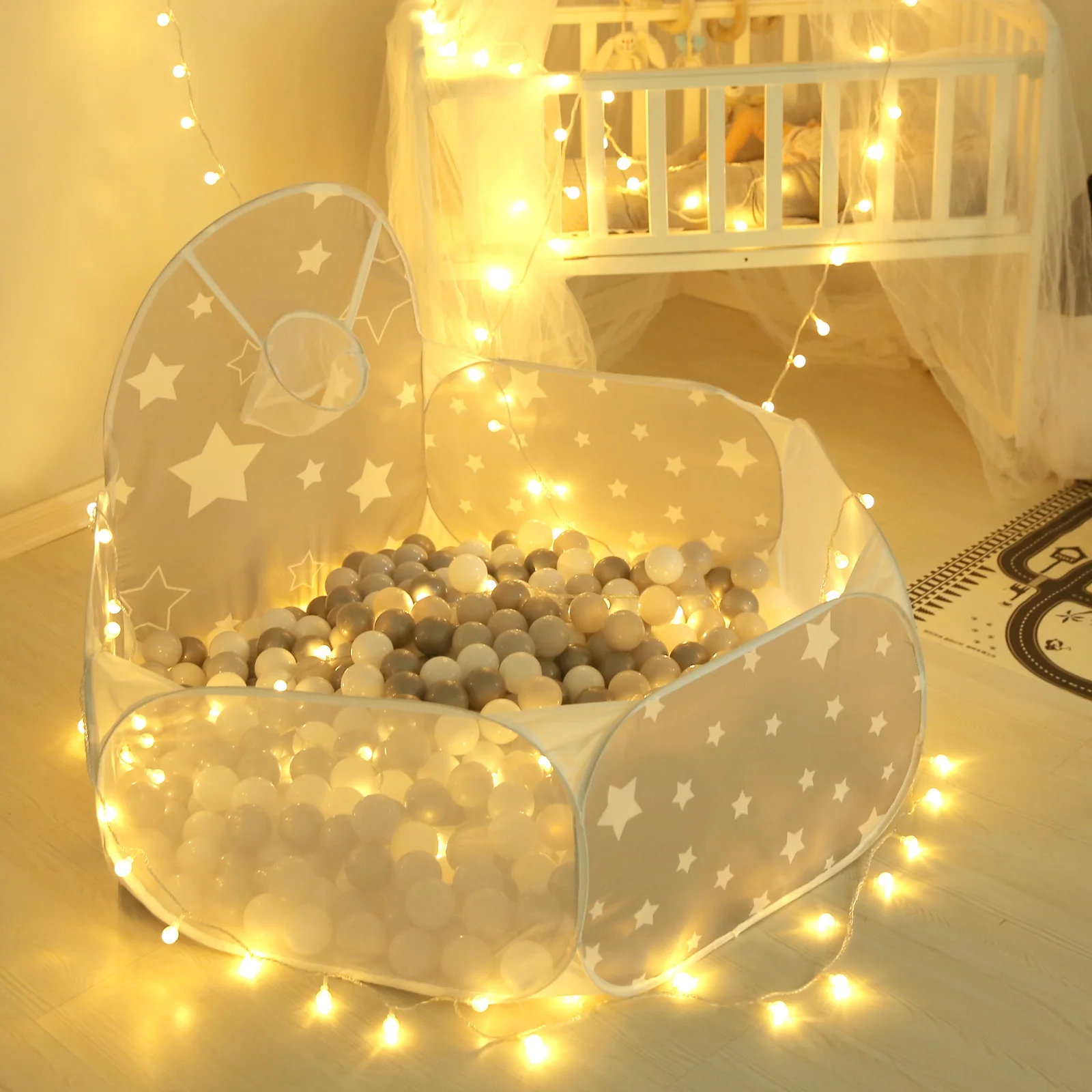 1pc/bag Portable Foldable Ball Pool Ball Pits with Basket Children's room Decorated ball pool toys