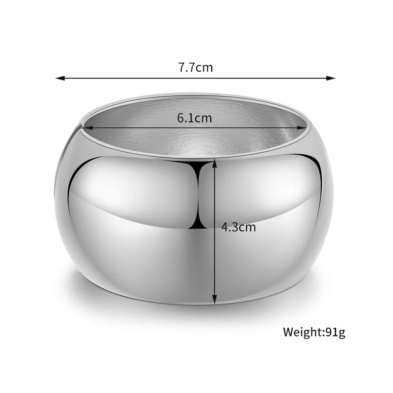 KMVEXO Exaggerated Glossy Wide Metal Cuff Bracelets Bangle for Women Men Street Hip-hop Punk Bangles Jewelry Party Accessories