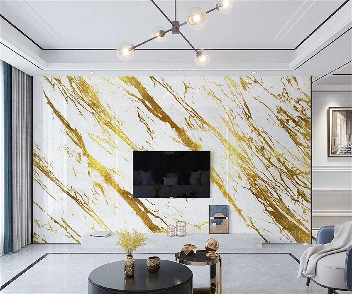 Beibehang Custom Modern Imitation Marble Hotel Luxury Gold Foil Front Papier Peint Background Papel De Parede Wallpaper