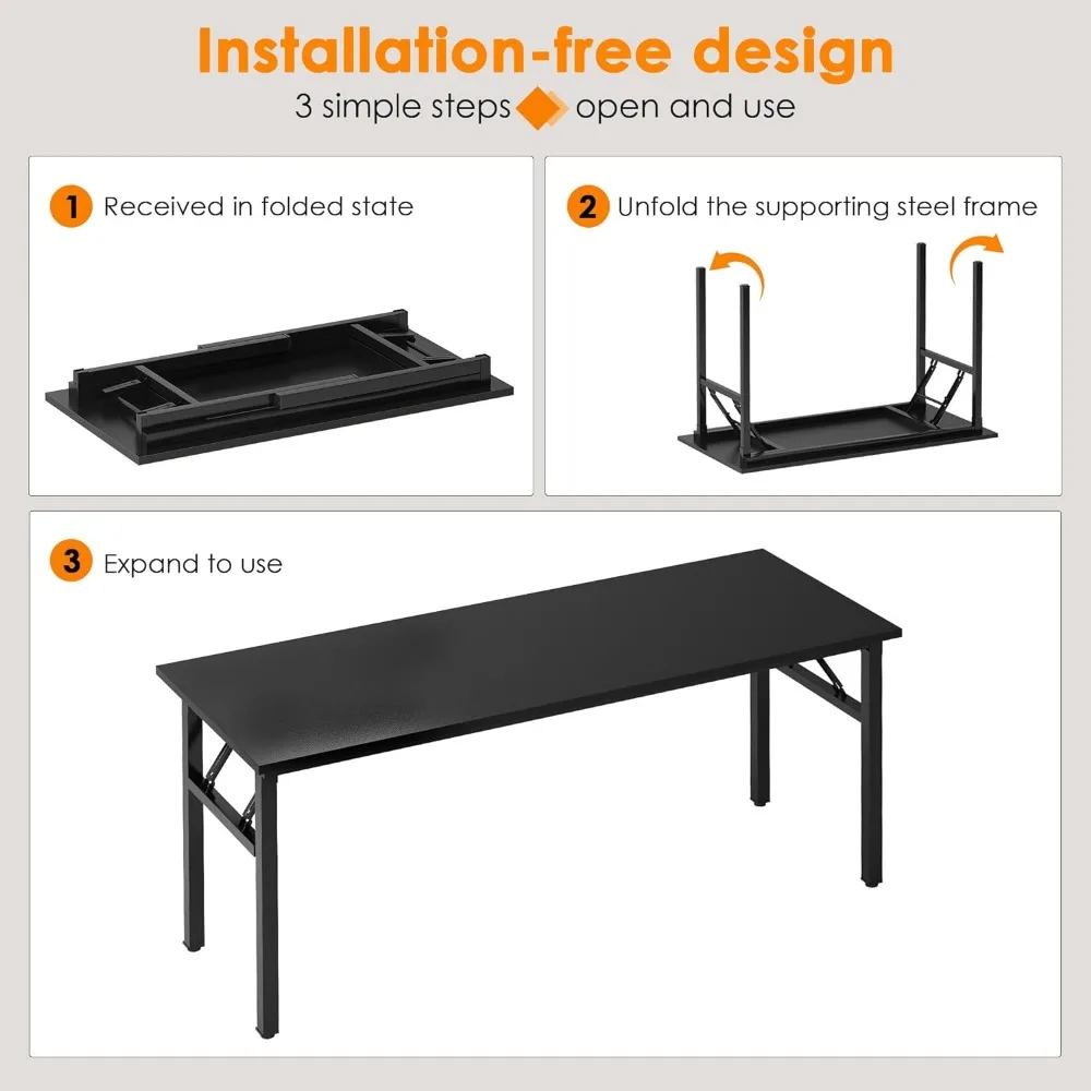 Computerbureau Bureau 55 Inch Klaptafel Met Bifma-Certificering Computertafel Werkstation Geen Installatie Zwart Ac5cb