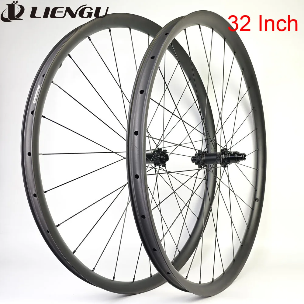 

32er MTB Asymmetry Carbon Wheelset Tubeless 40mm Width 32mm Inner Wide 25 Depth Boost 110mm 148mm 6 Bolts Disc Brake XC AM DH
