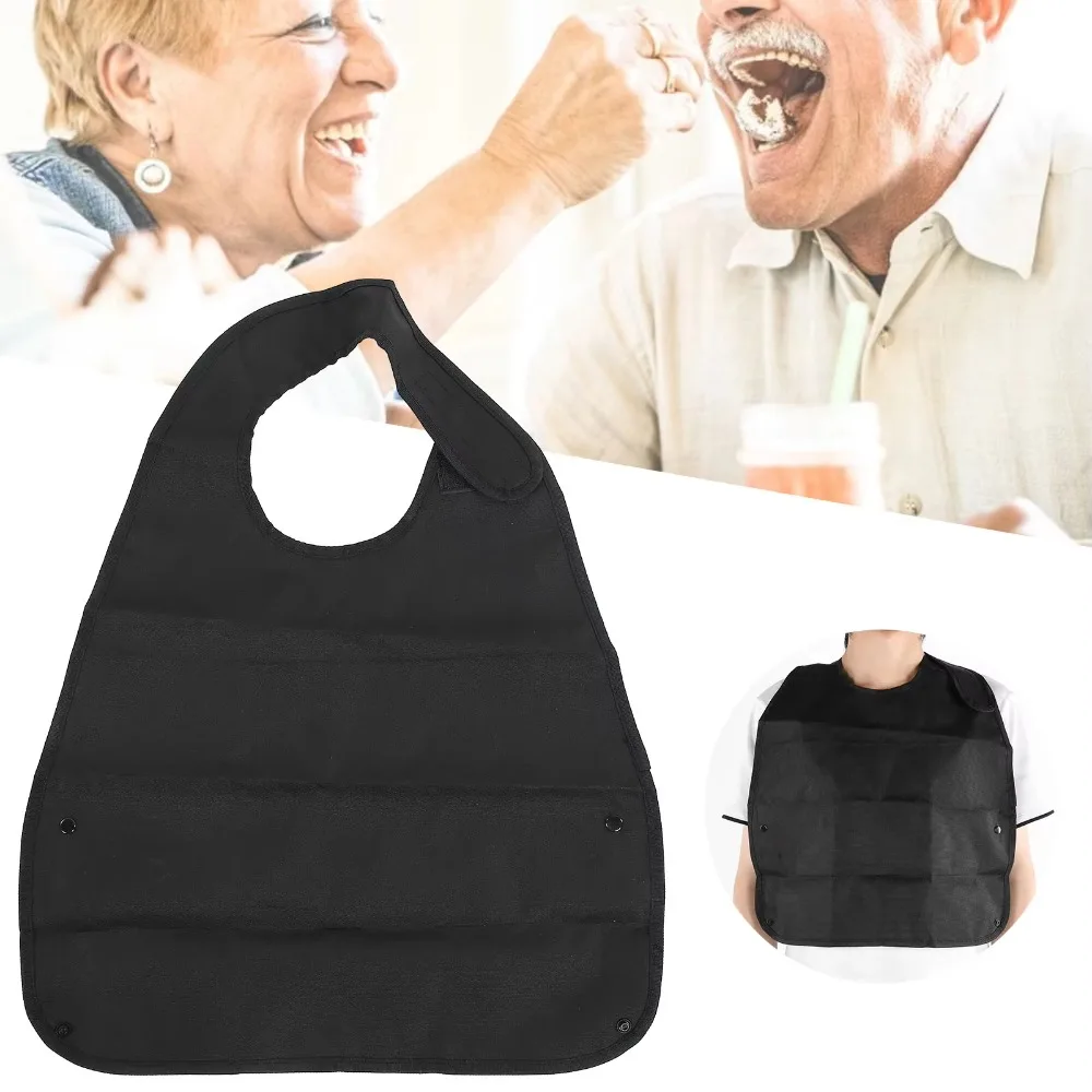 

Black Adult Bibs Waterproof Soft Apron Adult Bibs Long Clothing Protector Elderly dinner Feeding Bib Daily Necessities Wearable