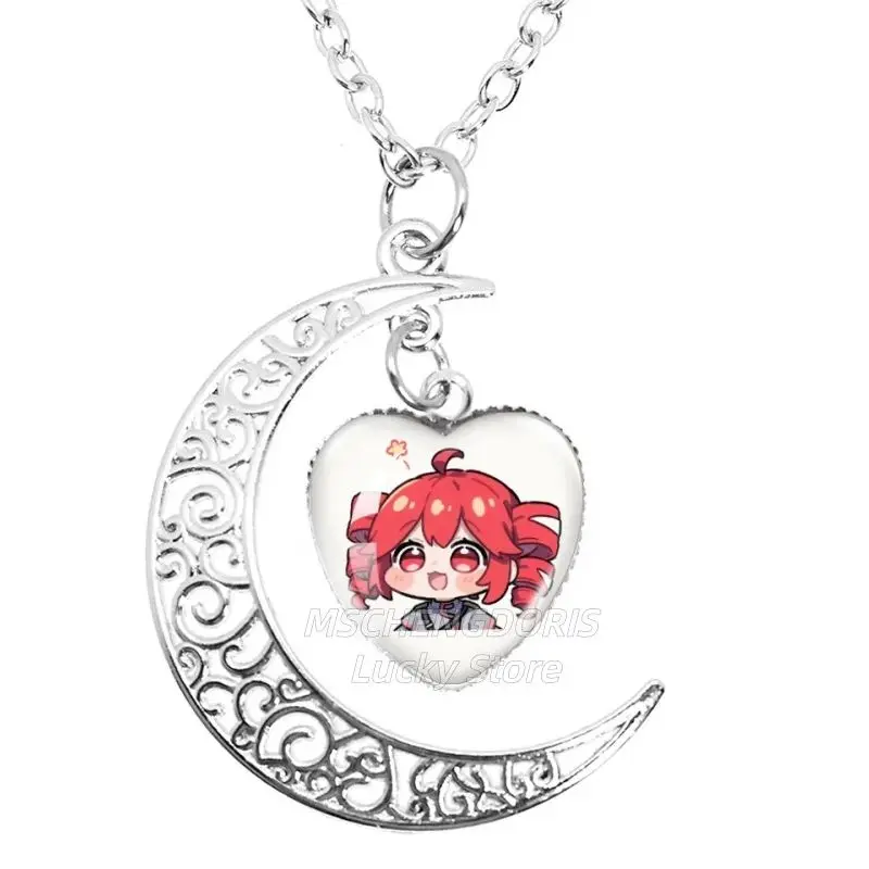 K-Kasane Teto Necklace Glass Cabochon Heart-Shape The Moon Pendant Necklace Charm Jewelry Fans Gifts