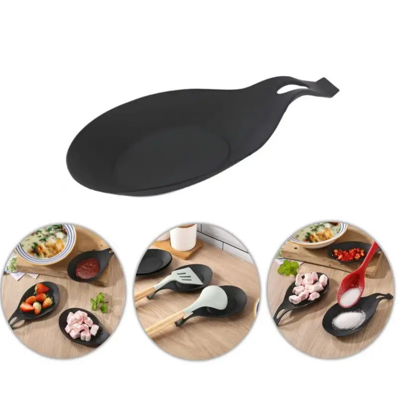 CCA83-CCA83-Spoon Rest, Silicone Heat-insulating Spoon Rest, Spatula Holder, Heat-resistant Cutlery Placemat Tray, Kitchen Tools