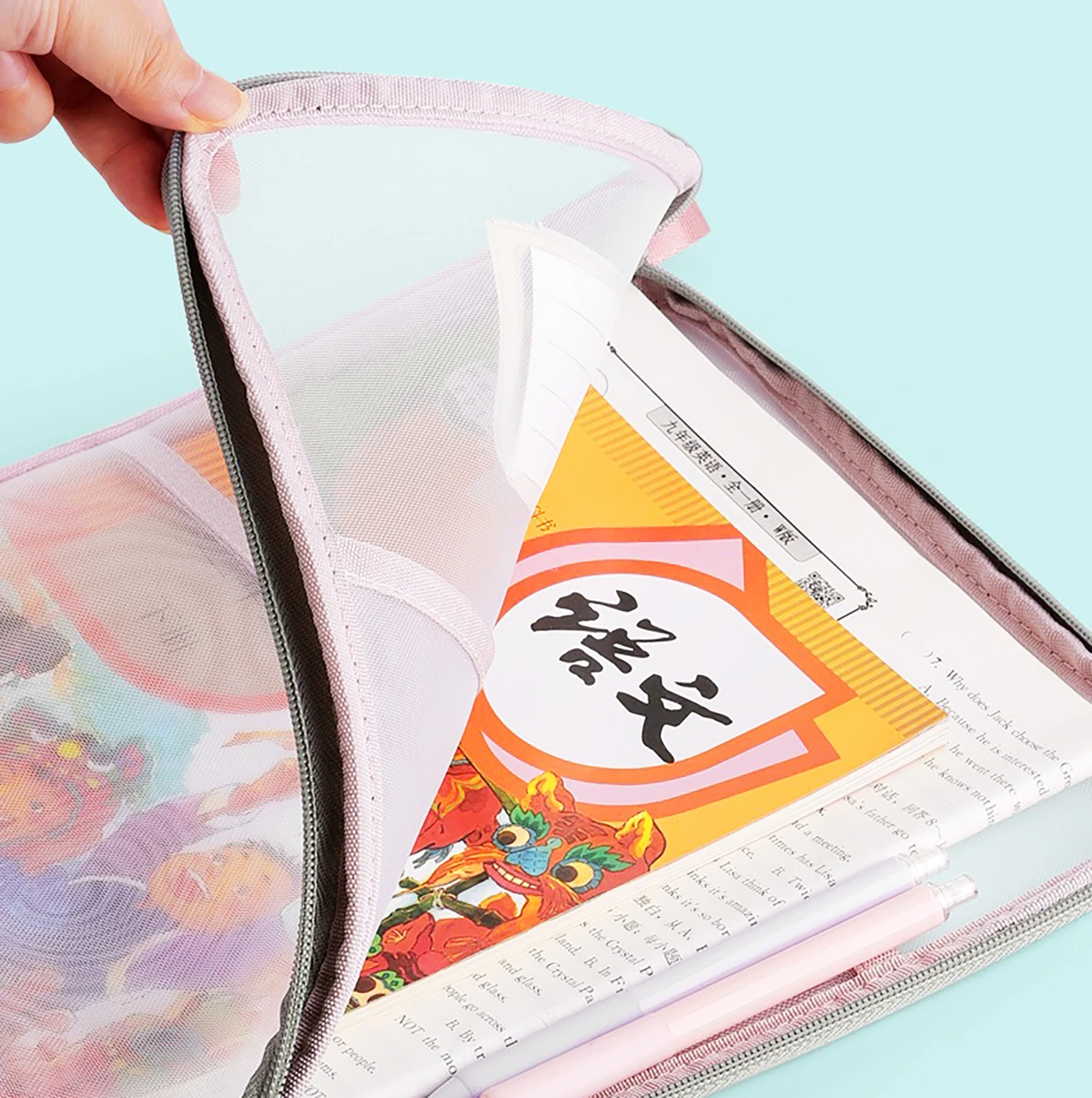 

Mesh Classification Transparent File Folder Large Capacity Zipper Exam Tutorial Bag Archive Paper Stationery Storage Organizers