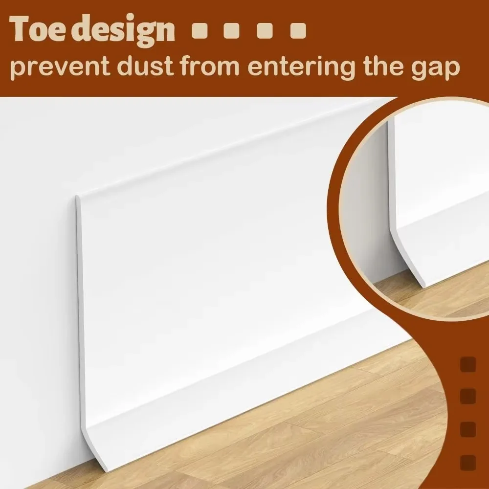 1PC 2M/78.74IN PVC Wall Base Trim Self Adhesive Flexible Baseboard Molding Waterproof Skirting Line for Floor Decor