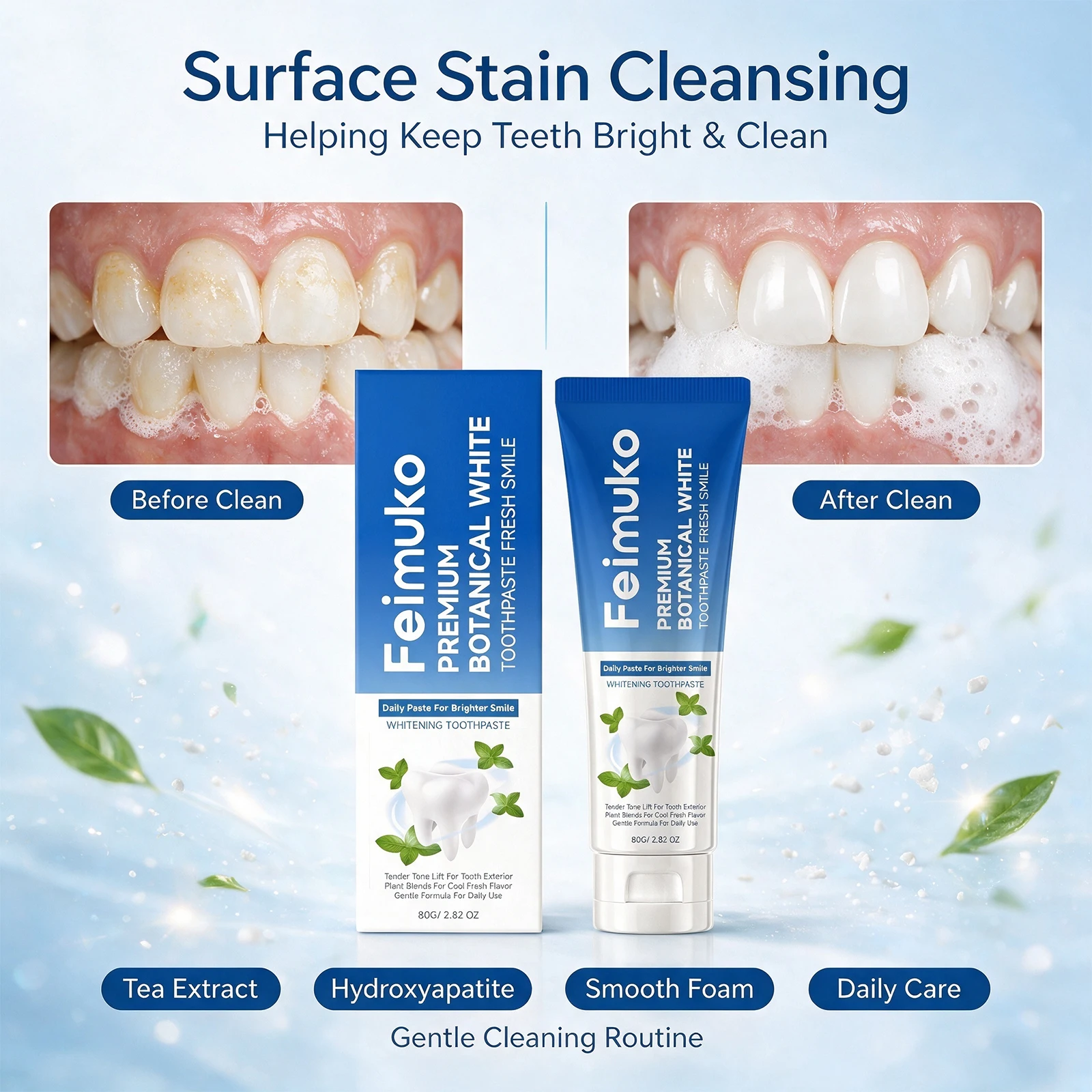 Mint Toothpaste Fresh Breath Gentle Cleaning Surface Stain Remover Daily Oral Care Bad Breath Prevention 80g