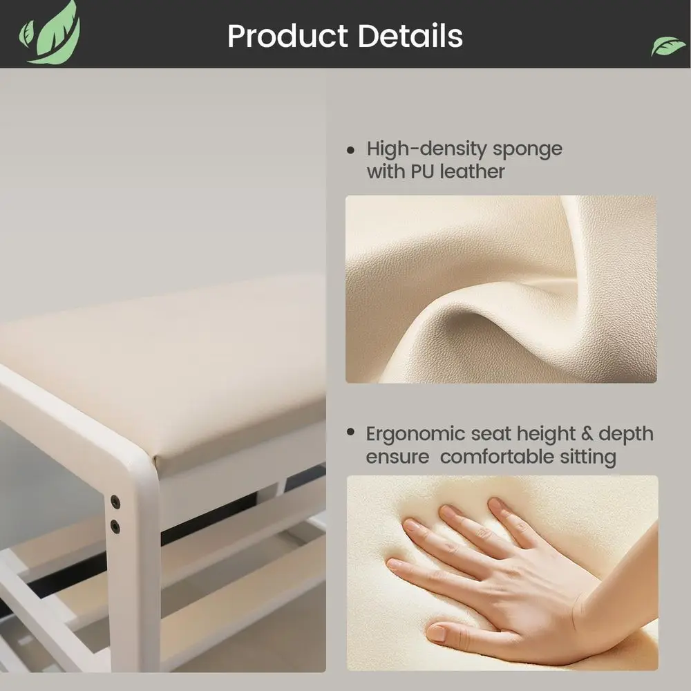 2-Tier Shoe Storage Bench with Cushion Seat, 10 Pair Organizer, White, 39 Inch Entryway Shoe Rack