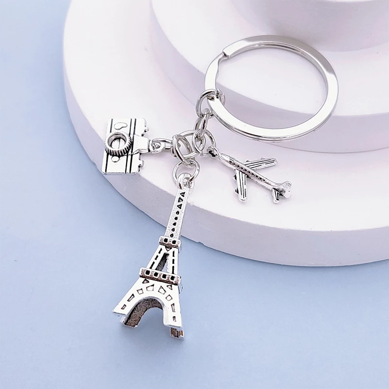 Precioso Mini llavero de la Torre Eiffel de París, llavero con colgante para bolsa de cámara de avión, regalos de joyería, recuerdos de viaje, accesorios de regalo