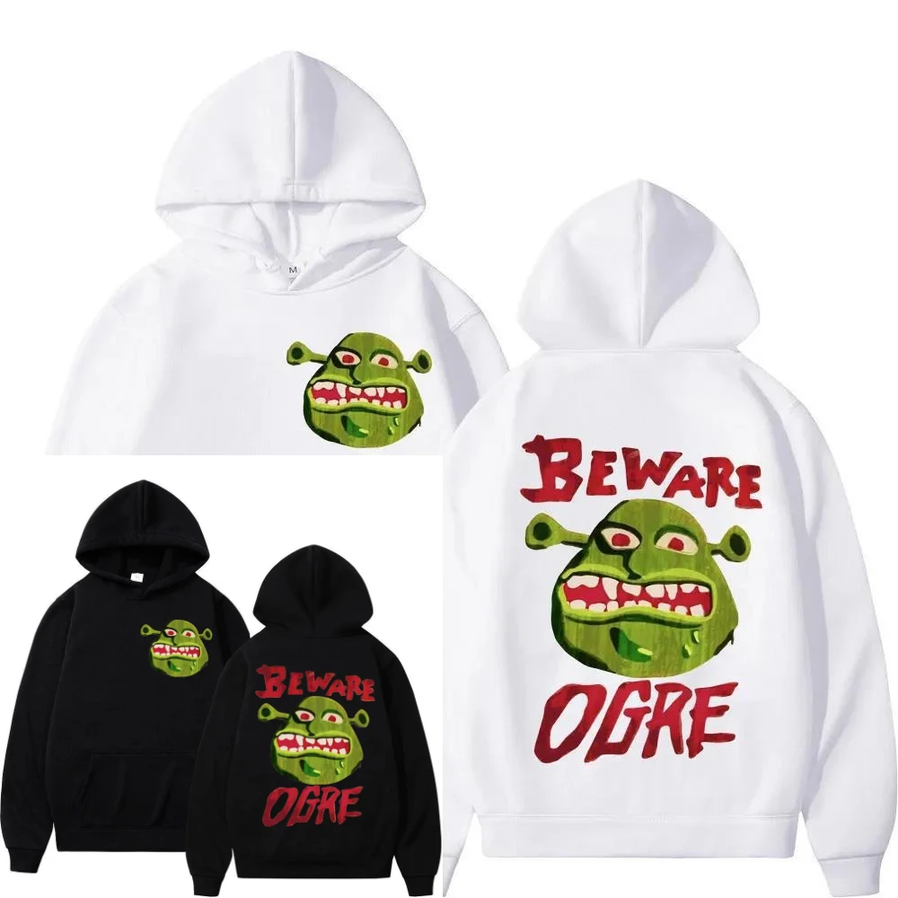 

Уличная мужская осенне-зимняя повседневная свободная толстовка с капюшоном Shrek, креативный забавный принт, уличная мода, свободные толстовки с длинными рукавами