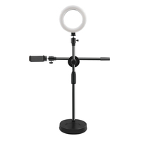 Overhead Tripod with Ring Light Table Tabletop Shooting Stand Tripods with Mobile Phone Holder Boom Arm for Nail Art Photography