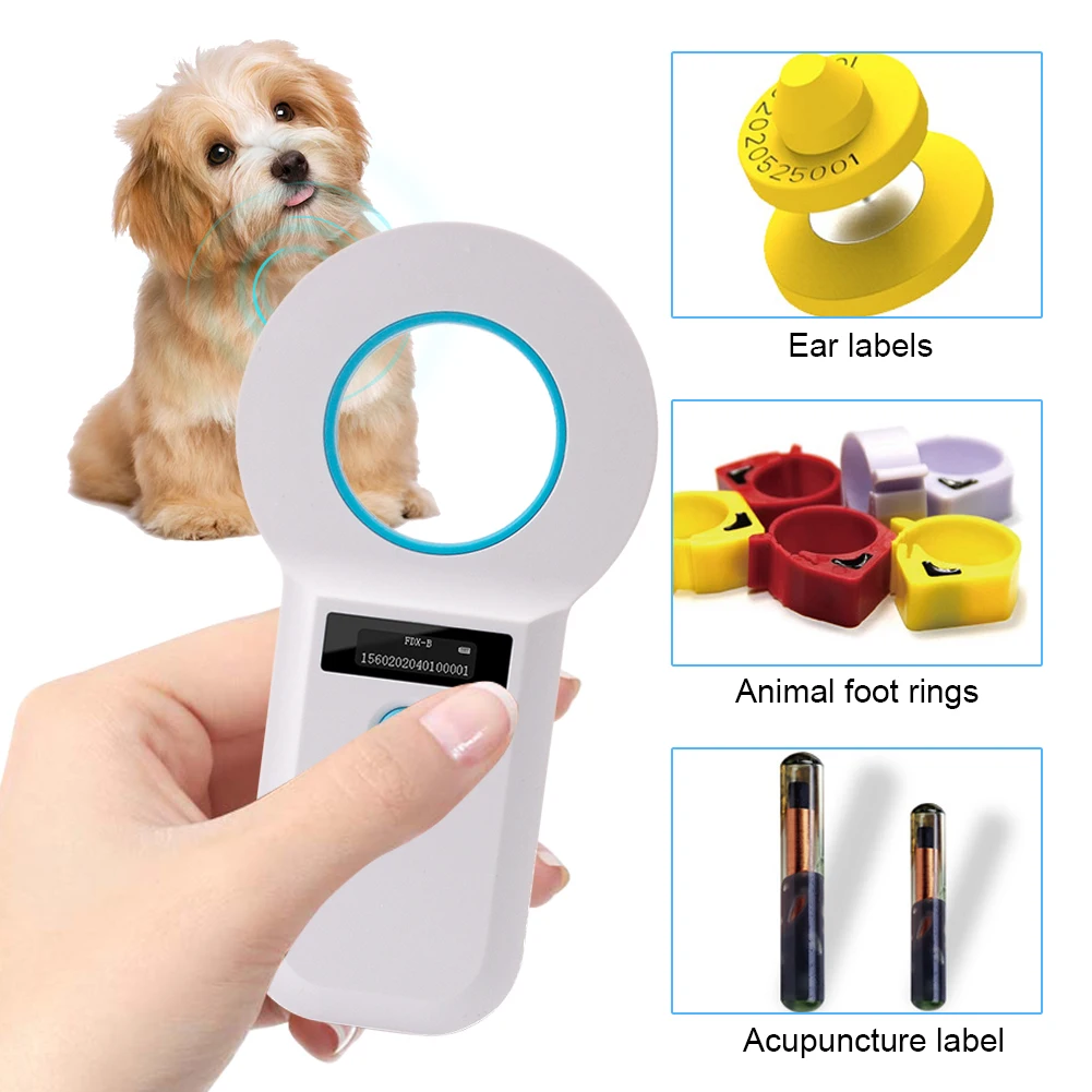 Lettore EMID RFID per animali portatile Display OLED EMID FDX-B(ISO11784/85) Scanner ID chip per animali domestici Scanner per etichette per animali domestici per cani gatti