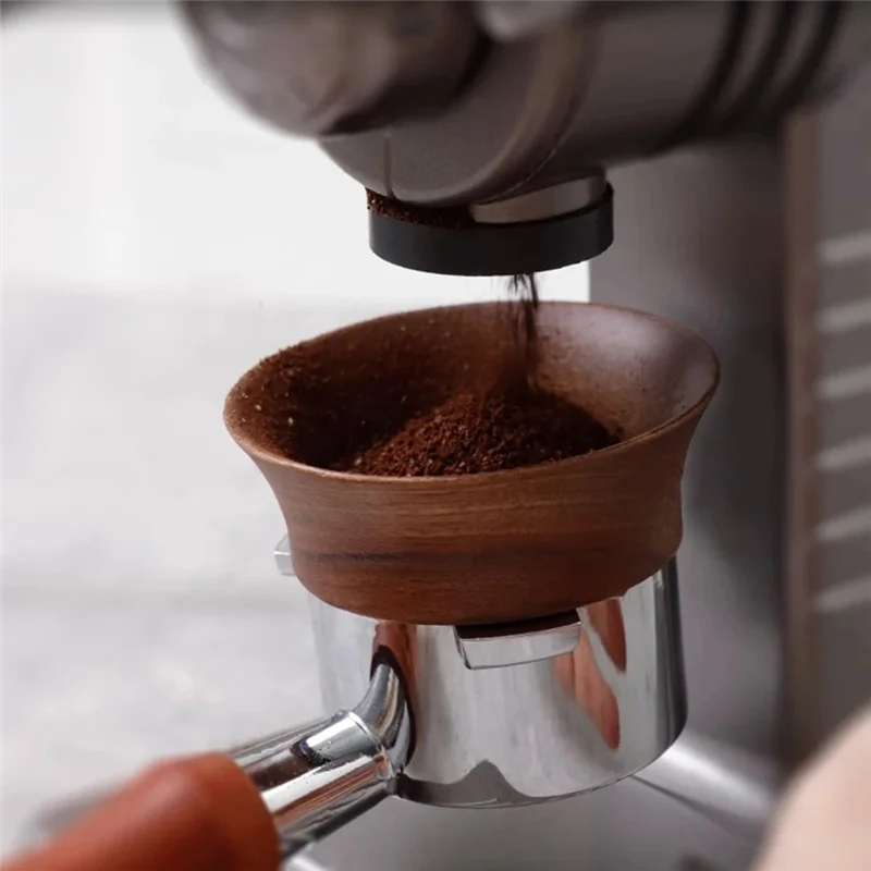 A75X Top Coffee Dosing Ring Funnel Magnetic Walnut For Delonghi E61 Portafilter Espresso Accessories