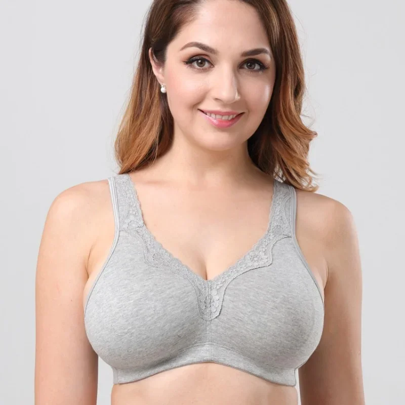 Large Size Bra Lace Pure Cotton Underwear Seamless Wireless Ultra-thin Women Bras Comfortable Middle-aged and Elderly Bra