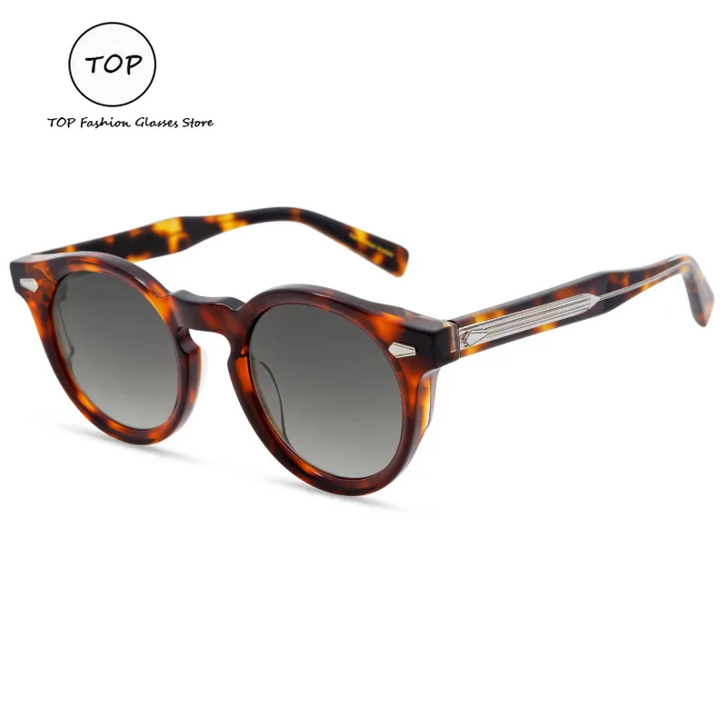 

Top Literary Retro Round Frame Plate Luxury Women's Sunglasses UV400 Outdoor Sunshade Mirror Men's Sunglasses New Ni