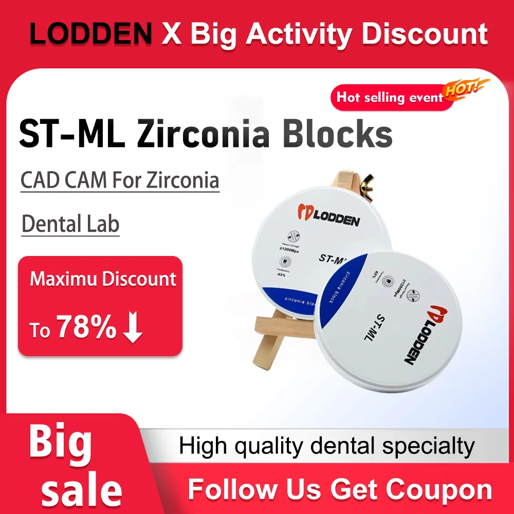 Lodden White Zirconia Block ST-ML 98mm Dental Lab Materials Multilayer A Series Coping Long Bridge For Open System CAD CAM